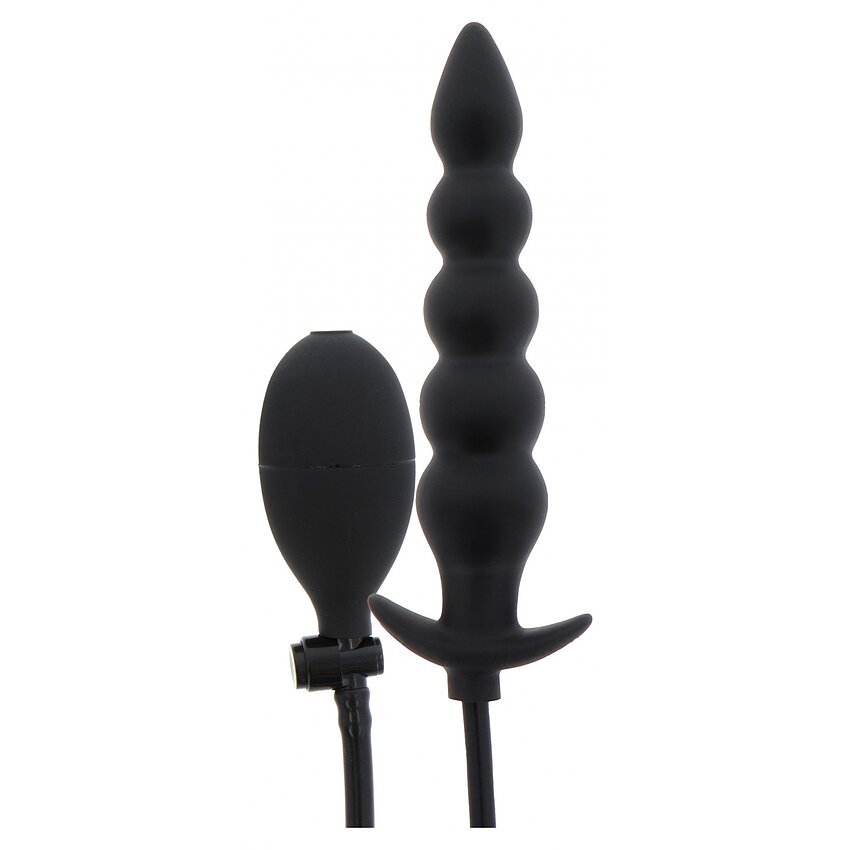 Plug Anal Gonflabil Striat Negru | 18.5–23 cm