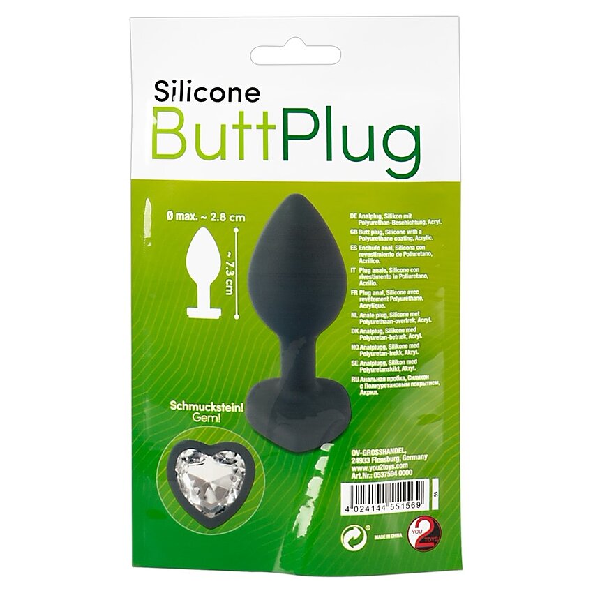 You2Toys Dop Anal Compact Din silicon cu Piatră Inimă 7.3cm