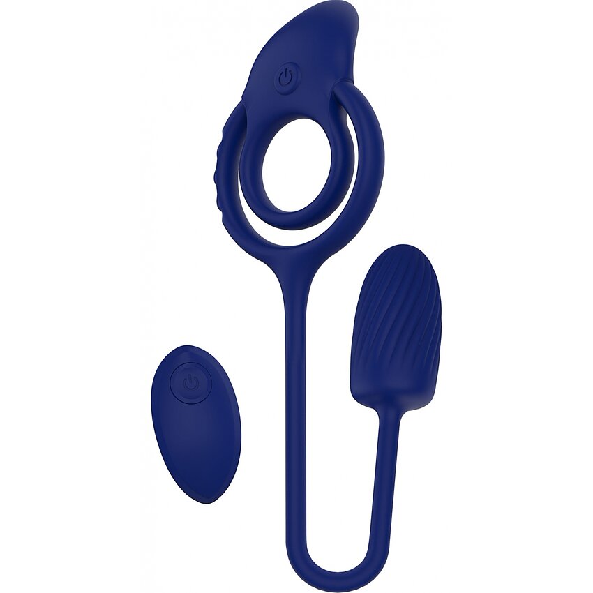 Inel Dublu ToyJoy Thria 2 Motoare Albastru