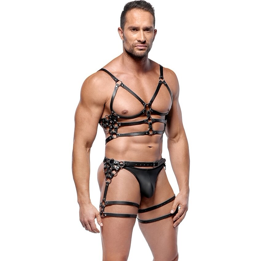 ZADO Set Hamuri Din Piele Reglabile cu Detalii Metalice M-L Negru M-L