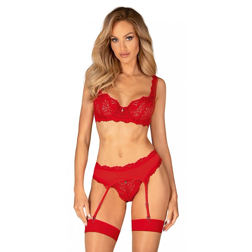 Set Obsessive Amor Cherris 3 Piese Roșu L-XL