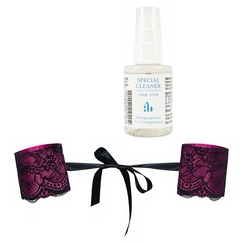 Pachet Cătușe Obsessive Roseberry Mov + Special Cleaner Love Toys 50ml Roz
