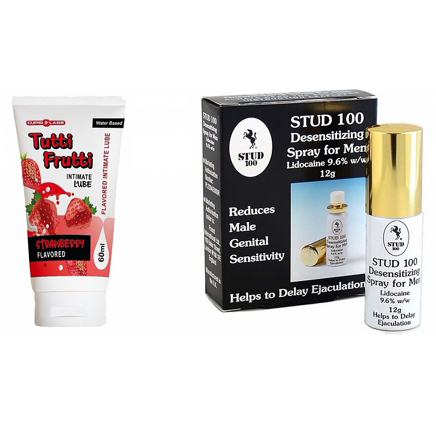 Pachet Spray Stud 100 Original + Lubrifiant Sex Oral Căpșuni 100ml